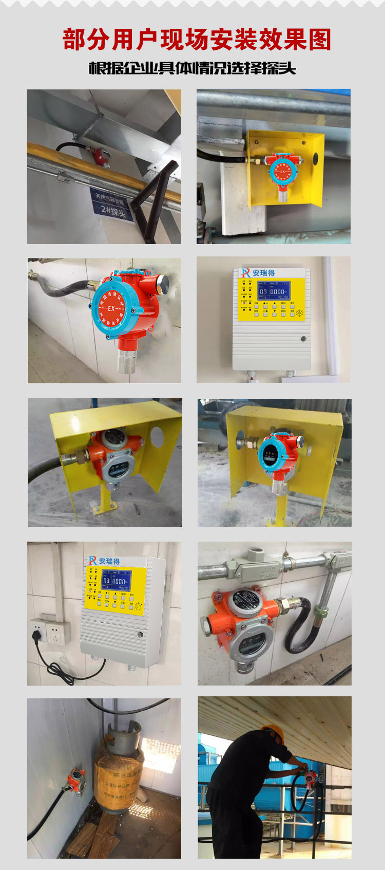 可燃气体泄漏报警器安装效果图